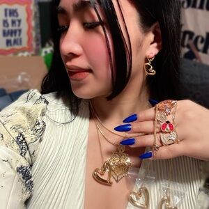 Happy Heart Jewelry Set 18K Gold Plated Stainless Steel Necklace Earrings